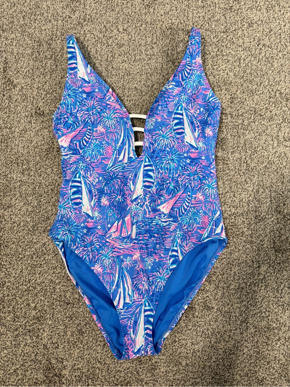 Lilly Pulitzer Jaspen One Piece Swimsuit Boca Blue - Its A Sailabration